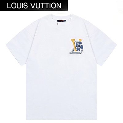 LOUIS VUITTON-07022 루이비통 블랙 LV 시그니처 프린트 장식 티셔츠 남여공용