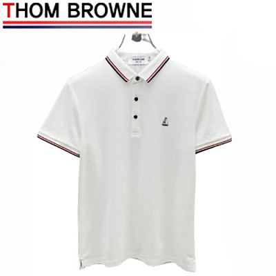 THOM BROWNE-07232 톰 브라운 블랙 스트라이프 장식 폴로 티셔츠 남성용