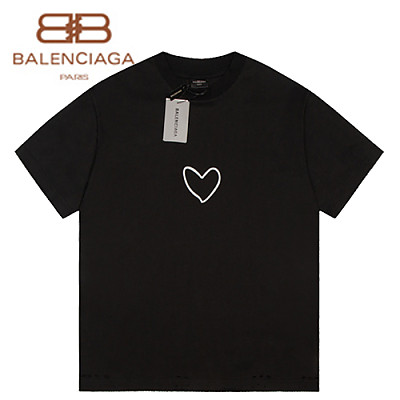 BALENCIAGA-07304 발렌시아가 핑크 프린트 장식 티셔츠 남여공용