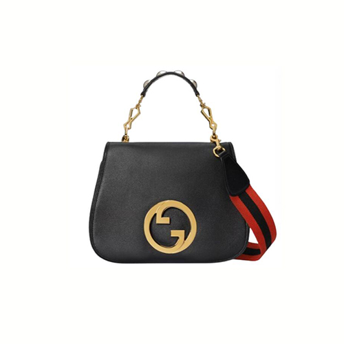 GUCCI-721172 1064 구찌 블랙 가죽 구찌 블론디 탑 핸들백