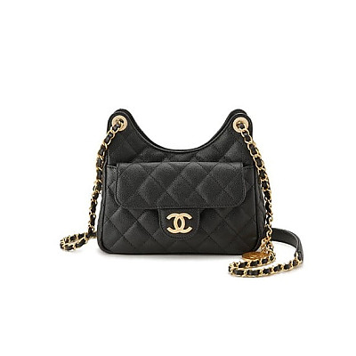 CHANEL-AS3690 샤넬 크루즈 블랙 캐비어 미디엄 호보 핸드백 21.5cm