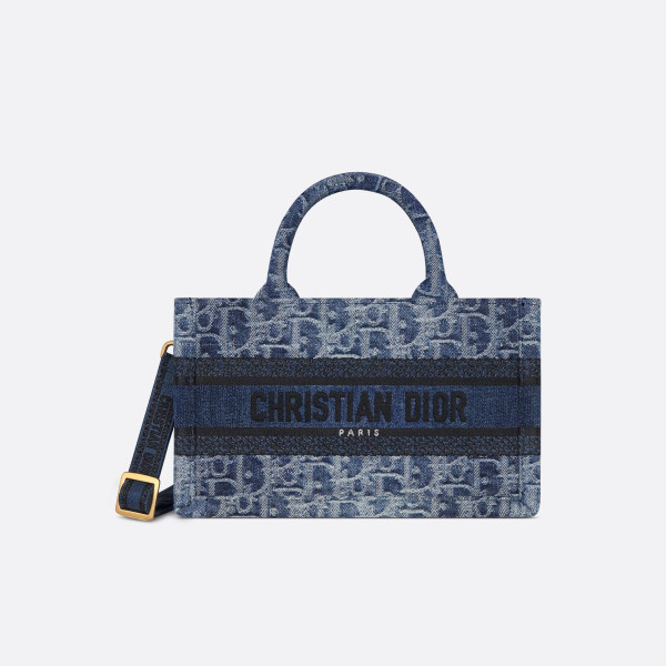 DIOR-디올 블루 Denim Oblique 자카드 Book Tote 미니 백 21.5cm - S5573CEGC_M49E