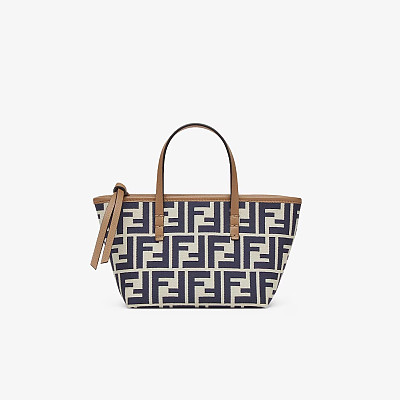 FENDI-펜디 미드나잇 블루 FF 자카드 롤 미니 쇼퍼 백 15.5cm - 8BS096AOVJF1PIR