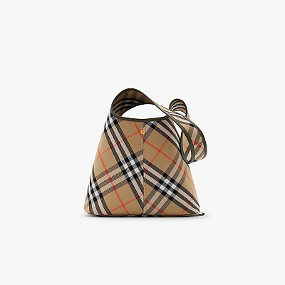 Burberry-버버리 블랙 코튼 체크 스몰 숄더 백 26.5cm - 80946791