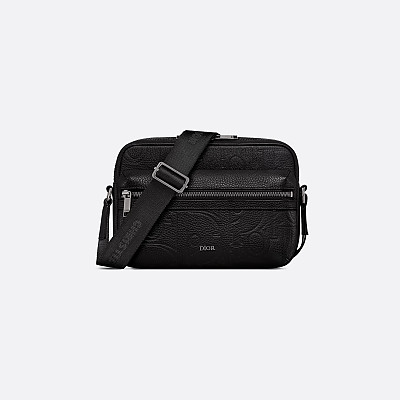 DIOR-디올 블랙 Oblique 자카드 Rider 2.0 지퍼 메신저백 23cm - 1ESPO340YKS_H03E