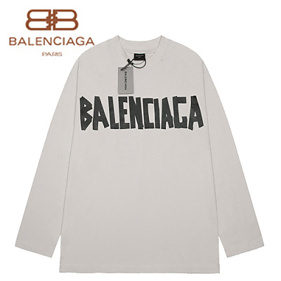 BALENCIAGA-09023 발렌시아가 블루 코튼 빈티지 긴팔 티셔츠 남여공용