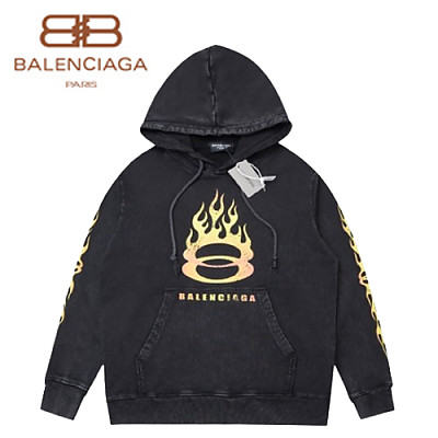 BALENCIAGA-090914 발렌시아가 블루 프린트 장식 워싱 후드 티셔츠 남성용