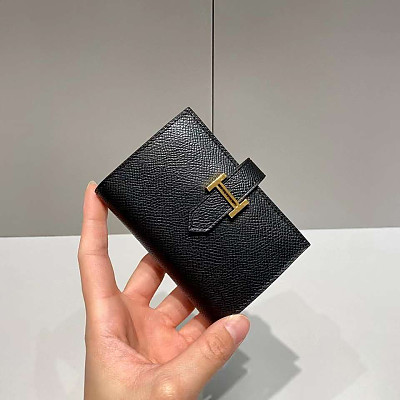 HERMES-에르메스 블루진/골드 앱송 베안 미니 카드 홀더 10.5cm