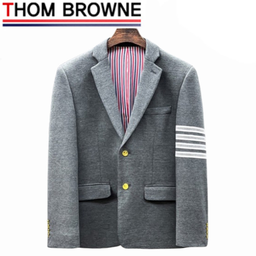 THOM BROWNE-092913 톰 브라운 그레이 스트라이프 장식 투 버튼 수트 남성용