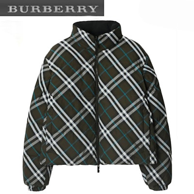 BURBERRY-80961291 버버리 베이지 리버시블 체크 나일론 퍼퍼 재킷 여성용