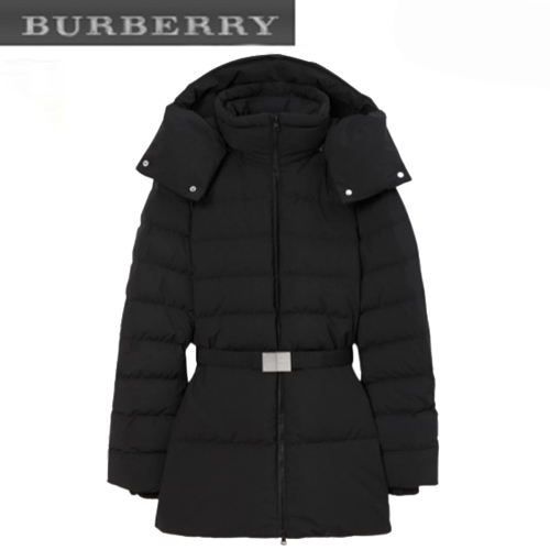 BURBERRY-80721371 버버리 블랙 벨트 퍼퍼 재킷 여성용