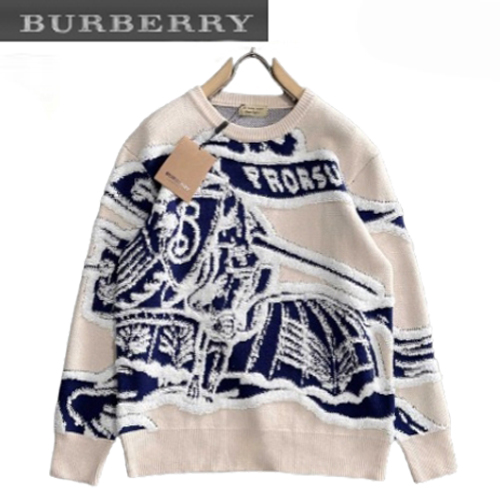 BURBERRY-111116 버버리 아이보리/블루 아카이브 로고 스웨터 남여공용