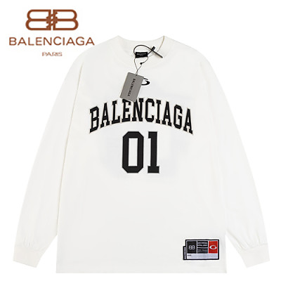 BALENCIAGA-12171 발렌시아가 블랙 프린트 장식 긴팔 티셔츠 남여공용