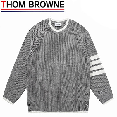 THOM BROWNE-12248 톰 브라운 화이트 스트라이프 장식 스웨터 남여공용