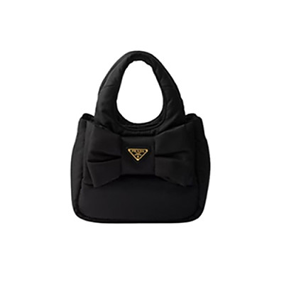 PRADA-1BA359 프라다 블랙 리본 장식 패딩 리나일론 미니백