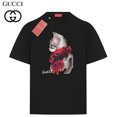 GUCCI-060910 구찌 화이트 프린트 장식 티셔츠 남여공용