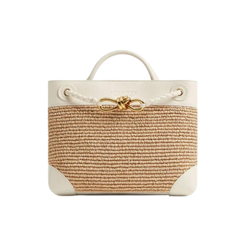 BOTTEGA VENETA-827478 보테가 베네타 화이트 라피아 스몰 안디아모