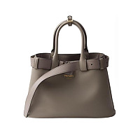 PRADA-2VY011 프라다 화이트/블루 스트라이프 캔버스 드로스트링 더플백