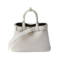 PRADA-2VY011 프라다 화이트/블루 스트라이프 캔버스 드로스트링 더플백