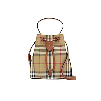 BURBERRY-81004881 버버리 베이지/밀리터리 미니 체크 버킷 백