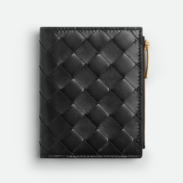 [스페셜오더]BOTTEGA VENETA-742330 보테가 베네타 스몰 인트레치아토 폴더형 지갑 블랙