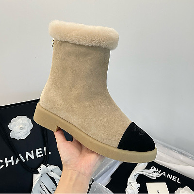 CHANEL-112103 샤넬 2025년 가을/겨울 스웨이드 양털 스노우 숏부츠 여성용