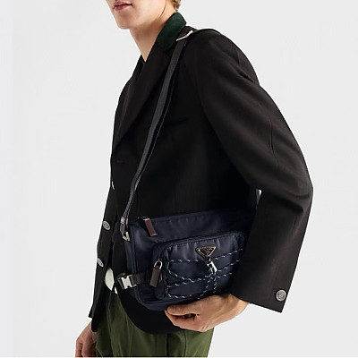 [스페셜오더]PRADA-2VH192 프라다 스피드록 리나일론 및 가죽 숄더백 블루