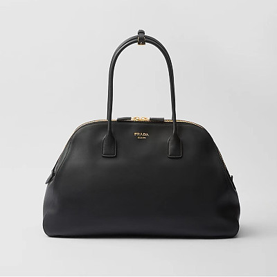 [스페셜오더]PRADA-1BG506 프라다 소프트 그레인 라지 토트백 금장 로고 블랙