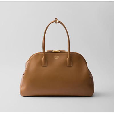 [스페셜오더]PRADA-1BG506 프라다 소프트 그레인 라지 토트백 금장 로고 브라운