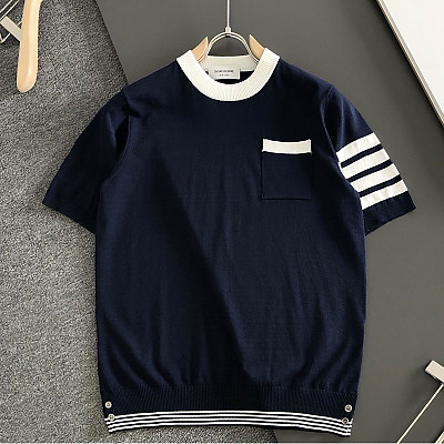 THOM BROWNE-04071 톰브라운 2026년 NEW 남성용 니티드 크루넥 반팔 셔츠