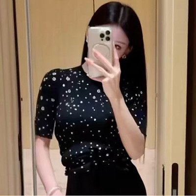 CHANEL-062311 샤넬 플라워 크루넥 티셔츠 블랙