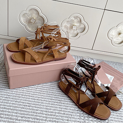 MIUMIU-06305 미우미우 2026SS 스웨이드 레이스업 샌들