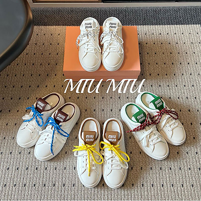 MIUMIU-073110 미우미우 2026SS 레이스업 컬러 블록 하프 슬립