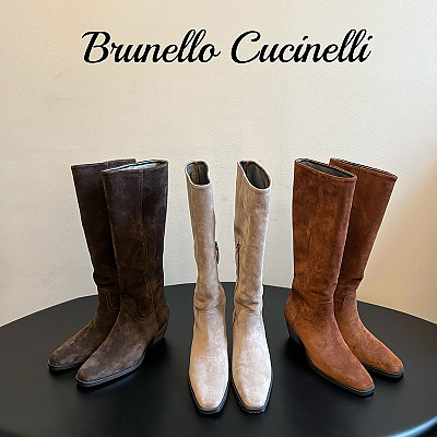 BRUNELLO CUCINELLI-09031 브루넬로 쿠치넬리 2026 신제품 레트로 웨스턴 청키 힐 하이 부츠