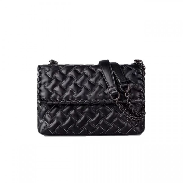 [스페셜오더]BOTTEGA VENETA-405739 보테가 베네타 네로 인트레치아토 나파 마이크로 스터드 올림피아 백