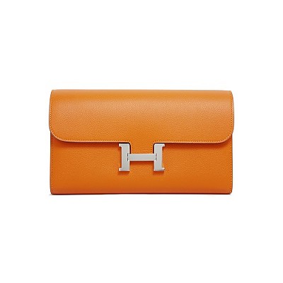 [스페셜오더]HERMES-H063626 에르메스 오렌지 앱송 Constance 콘스탄스 실버 하드웨어 롱 월릿