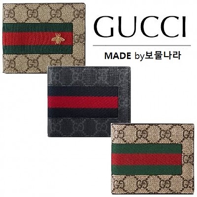 [스페셜오더]GUCCI-408827 1094 구찌 블랙 로고 스트라이프 2단 지갑