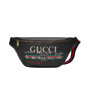 [스페셜오더]GUCCI 493869-8164 구찌 블랙가죽 프린트 로고 벨트백