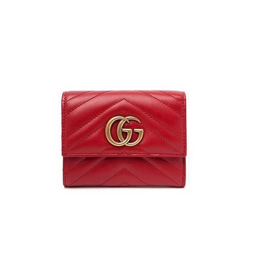 [스페셜오더]GUCCI-474802 6433 구찌 GG 마몽 레드 마틀라세 쉐브론 2단 지갑