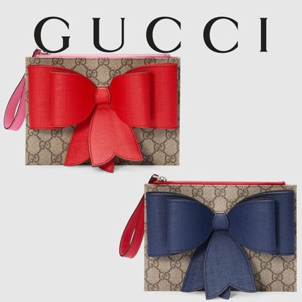 GUCCI-457233 9661 구찌 칠드런 GG 수프림 다크블루 보우 리스틀릿 파우치