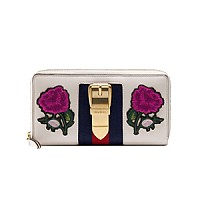 [스페셜오더]GUCCI-476083 8454 구찌 실비 Web 지퍼 어라운드 화이트 장지갑