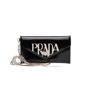 [스페셜오더]PRADA-1MF175 프라다 블랙 브러시가죽 메탈 로고 레터링 클러치백