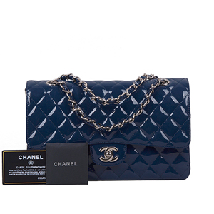 [스페셜오더]CHANEL-A01112 샤넬 네이비 페이던트 클래식 미디엄 더블 플랩백 골드/실버