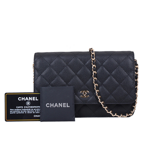 CHANEL-AP1450 샤넬 블랙 램스킨 골드볼 WOC 월릿 온 체인 19cm