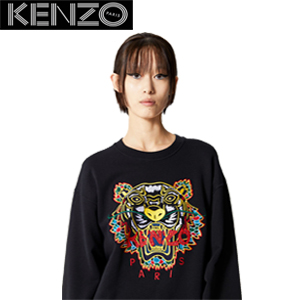 KENZO-F862SW 겐조 블랙 드레곤 코튼 타이거 자수 레드 로고 스웨트셔츠