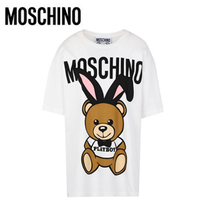 MOSCHINO-모스치노 프레이보이 래빗 프린트 쇼트 슬리브 티셔츠 