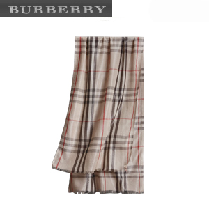 BURBERRY-40287851 버버리 메탈릭 카메 골드 체크 실크 울 스카프 여성용