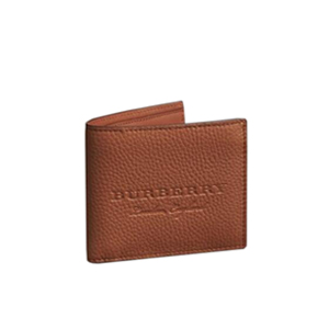 BURBERRY-40585541 버버리 브라운 엠보싱 가죽 바이폴드 지갑