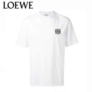 LOEWE-H2179680 로에베 화이트 코튼 로고 자수 장식 티셔츠