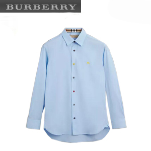 [스페셜오더]BURBERRY-80030831 버버리 컨트라스트 버튼 스트레치 네이비 코튼 셔츠